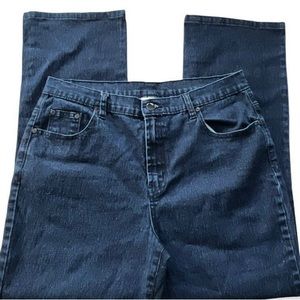 👖DG2 by Diane Gilman Dark Blue Strait Leg Stretch Jeans, size 12 petite.💎